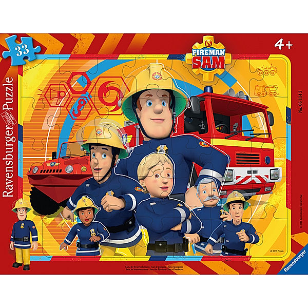 Ravensburger Verlag Ravensburger Kinderpuzzle - 06114 Sam, der Feuerwehrmann - Rahmenpuzzle für Kinder ab 4 Jahren, mit 33 Teilen