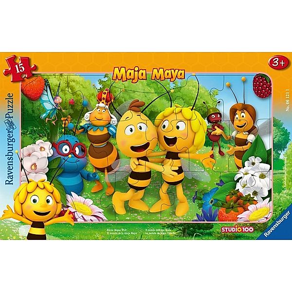 Ravensburger Verlag Ravensburger Kinderpuzzle - 06121 Biene Majas Welt - Rahmenpuzzle für Kinder ab 3 Jahren, mit 15 Teilen