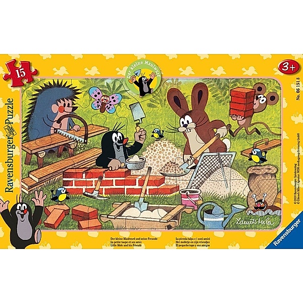 Ravensburger Verlag Ravensburger Kinderpuzzle - 06151 Der kleine Maulwurf und seine Freunde - Rahmenpuzzle für Kinder ab 3 Jahren, mit 15 Teilen