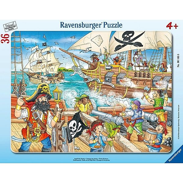 Ravensburger Verlag Ravensburger Kinderpuzzle - 06165 Angriff der Piraten - Rahmenpuzzle für Kinder ab 4 Jahren, mit 36 Teilen
