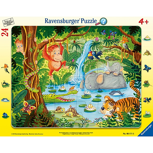 Ravensburger Verlag Ravensburger Kinderpuzzle - 06171 Dschungelbewohner - Rahmenpuzzle für Kinder ab 4 Jahren, mit 24 Teilen