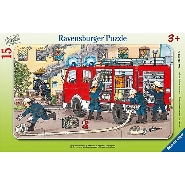 Ravensburger Verlag Ravensburger Kinderpuzzle - 06321 Mein Feuerwehrauto - Rahmenpuzzle für Kinder ab 3 Jahren, mit 15 Teilen
