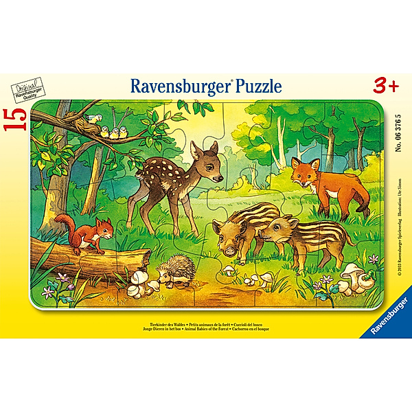 Ravensburger Verlag Ravensburger Kinderpuzzle - 06376 Tierkinder des Waldes - Rahmenpuzzle für Kinder ab 3 Jahren, mit 15 Teilen