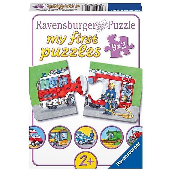 Ravensburger Verlag Ravensburger Kinderpuzzle - 07332 Einsatzfahrzeuge - my first puzzle mit 9x2 Teilen - Puzzle für Kinder ab 2 Jahren