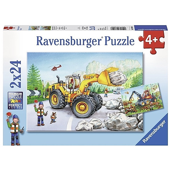 Ravensburger Verlag Ravensburger Kinderpuzzle - 07802 Bagger und Waldtraktor - Puzzle für Kinder ab 4 Jahren, mit 2x24 Teilen