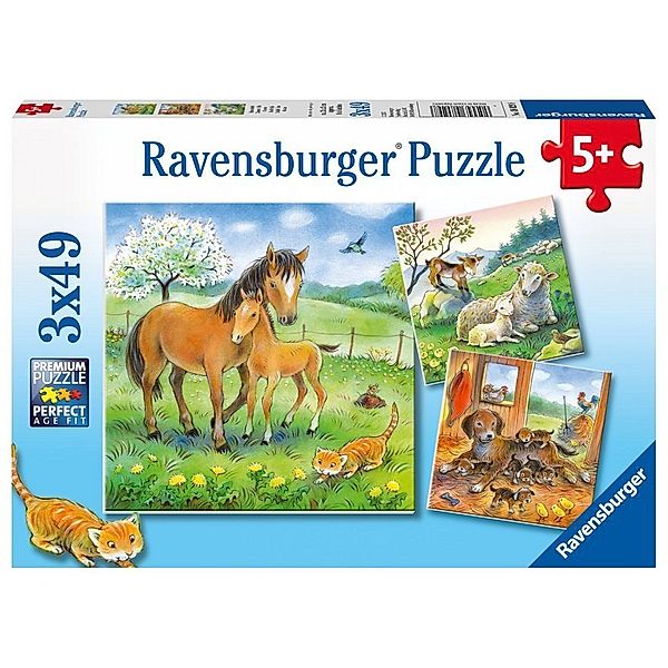 Ravensburger Verlag Ravensburger Kinderpuzzle - 08029 Kuschelzeit - Puzzle für Kinder ab 5 Jahren, mit 3x49 Teilen