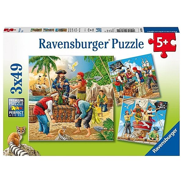 Ravensburger Verlag Ravensburger Kinderpuzzle - 08030 Abenteuer auf hoher See - Puzzle für Kinder ab 5 Jahren, mit 3x49 Teilen