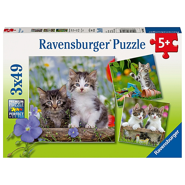 Ravensburger Verlag Ravensburger Kinderpuzzle - 08046 Süsse Samtpfötchen - Puzzle für Kinder ab 5 Jahren, mit 3x49 Teilen