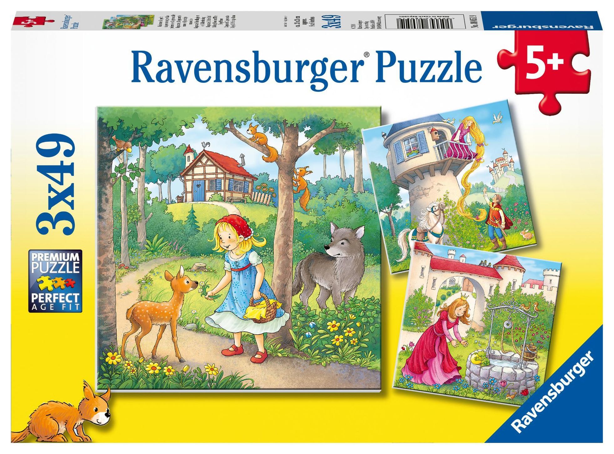 Ravensburger Kinderpuzzle - 08051 Rapunzel, Rotkäppchen & der Froschkönig -  Puzzle für Kinder ab 5 Jahren, mit 3x49 Teil | Weltbild.at