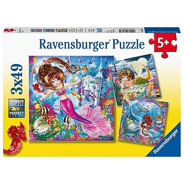 Ravensburger Verlag Ravensburger Kinderpuzzle - 08063 Bezaubernde Meerjungfrauen - Puzzle für Kinder ab 5 Jahren, mit 3x49 Teilen