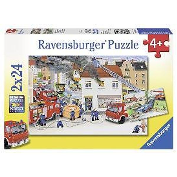 Ravensburger Verlag Ravensburger Kinderpuzzle - 08851 Bei der Feuerwehr - Puzzle für Kinder ab 4 Jahren, mit 2x24 Teilen