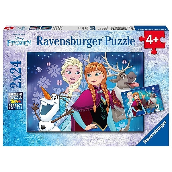 Ravensburger Verlag Ravensburger Kinderpuzzle - 09074 Frozen - Nordlichter - Puzzle für Kinder ab 4 Jahren, Disney Frozen Puzzle mit 2x24 Teilen