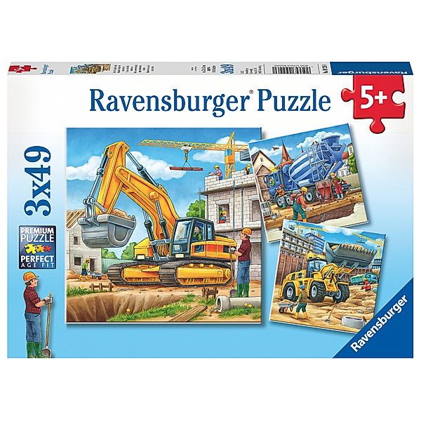 Ravensburger Verlag Ravensburger Kinderpuzzle - 09226 Große Baufahrzeuge - Puzzle für Kinder ab 5 Jahren, mit 3x49 Teilen
