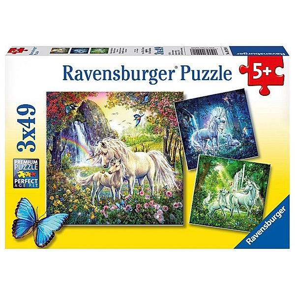 Ravensburger Verlag Ravensburger Kinderpuzzle - 09291 Schöne Einhörner - Puzzle für Kinder ab 5 Jahren, mit 3x49 Teilen