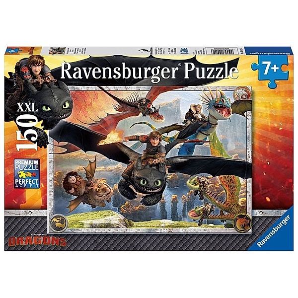 Ravensburger Verlag Ravensburger Kinderpuzzle - 10015 Drachenzähmen leicht gemacht - Dragons-Puzzle für Kinder ab 7 Jahren, mit 150 Teilen im XXL-Format