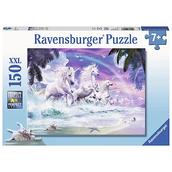 Ravensburger Verlag Ravensburger Kinderpuzzle - 10057 Einhörner am Strand - Einhorn-Puzzle für Kinder ab 7 Jahren, mit 150 Teilen im XXL-Format