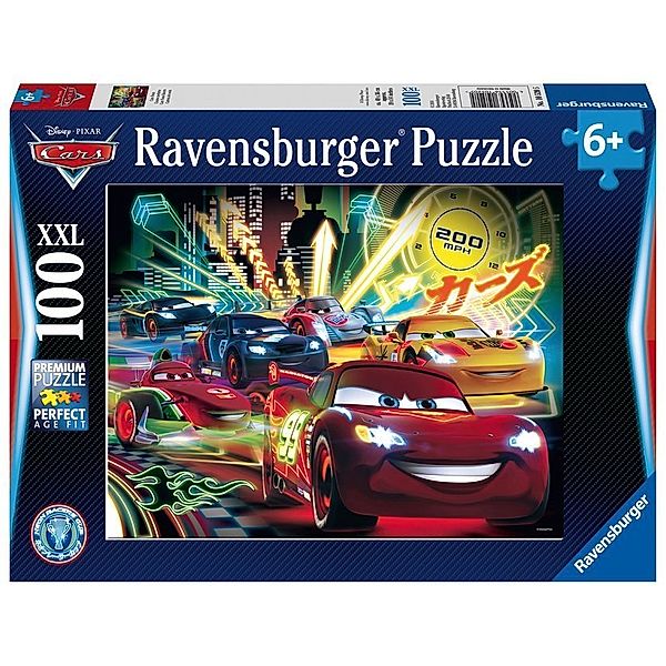 Ravensburger Verlag Ravensburger Kinderpuzzle - 10520 Cars Neon - Disney Cars-Puzzle für Kinder ab 6 Jahren, mit 100 Teilen im XXL-Format