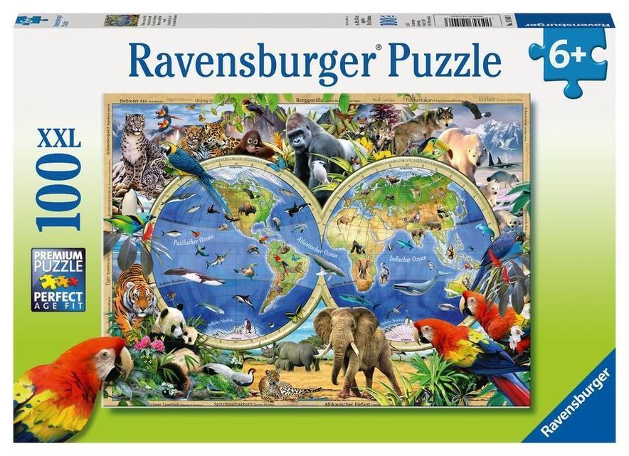 Ravensburger Kinderpuzzle - 10540 Tierisch um die Welt - Puzzle-Weltkarte  für Kinder ab 6 Jahren, mit 100 Teilen im XXL- | Weltbild.at