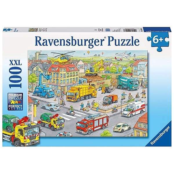 Ravensburger Verlag Ravensburger Kinderpuzzle - 10558 Fahrzeuge in der Stadt - Puzzle für Kinder ab 6 Jahren, mit 100 Teilen im XXL-Format