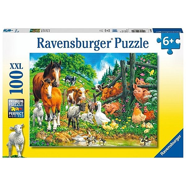 Ravensburger Verlag Ravensburger Kinderpuzzle - 10689 Versammlung der Tiere - Tier-Puzzle für Kinder ab 6 Jahren, mit 100 Teilen im XXL-Format