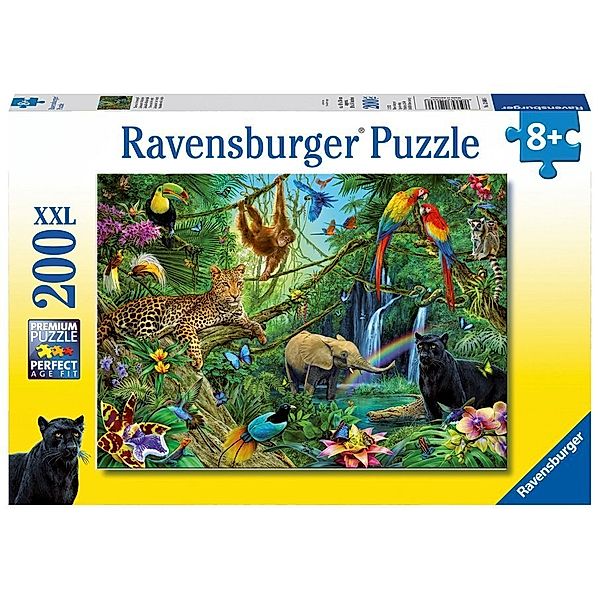 Ravensburger Verlag Ravensburger Kinderpuzzle - 12660 Tiere im Dschungel - Tier-Puzzle für Kinder ab 8 Jahren, mit 200 Teilen im XXL-Format