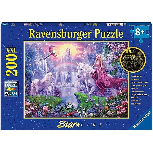 Ravensburger Verlag Ravensburger Kinderpuzzle - 12903 Magische Einhornnacht - Einhorn-Puzzle für Kinder ab 8 Jahren, mit 200 Teilen im XXL-Format, Leuchtet im Dunkeln