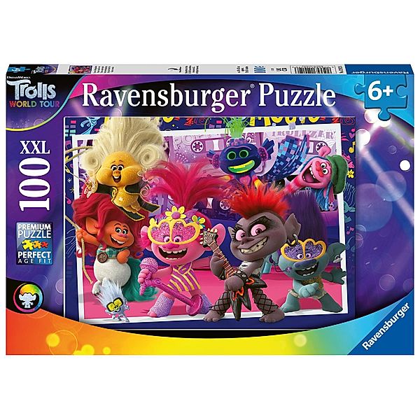 Ravensburger Kinderpuzzle - 12912 Unsere Lieblingslieder - Trolls-Puzzle für Kinder ab 6 Jahren, mit 100 Teilen im XXL-F