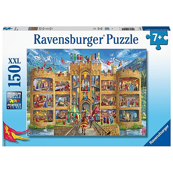 Ravensburger Verlag Ravensburger Kinderpuzzle - 12919 Blick in die Ritterburg - Ritter-Puzzle für Kinder ab 7 Jahren, mit 150 Teilen im XXL-Format