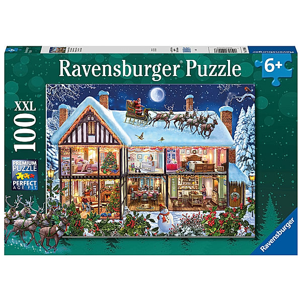 Ravensburger Verlag Ravensburger Kinderpuzzle - 12996 Weihnachten zu Hause - Weihnachtspuzzle für Kinder ab 6 Jahren, mit 100 Teilen im XXL-Format