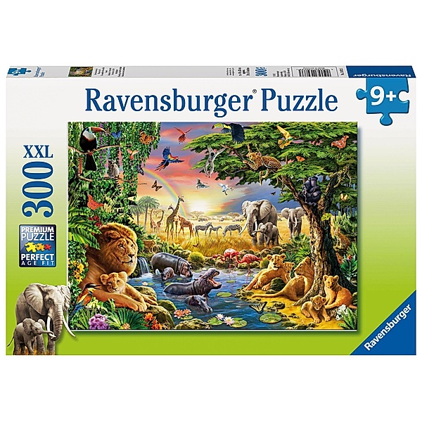 Ravensburger Kinderpuzzle - 13073 Abendsonne am Wasserloch - Tier-Puzzle für Kinder ab 9 Jahren, mit 300 Teilen im XXL-F