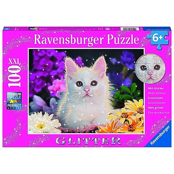 Ravensburger Verlag Ravensburger Kinderpuzzle - 13358 Glitzerkatze - 100 Teile Glitzerpuzzle für Kinder ab 6 Jahren, mit Glitter