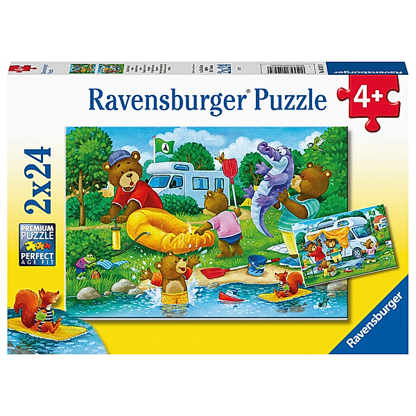 Ravensburger Verlag Ravensburger Kinderpuzzle - Familie Bär geht campen - 2x24 Teile Puzzle für Kinder ab 4 Jahren