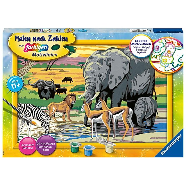 Ravensburger Malen nach Zahlen 28766 - Tiere in Afrika - Kinder ab 9 Jahren  | Weltbild.at