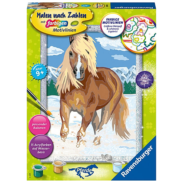 Ravensburger Verlag Ravensburger Malen nach Zahlen 28780 - Haflinger im Schnee - Kinder ab 9 Jahren