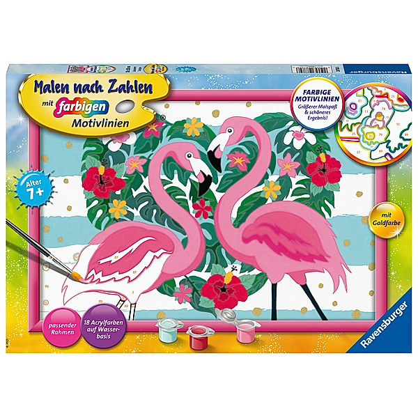Ravensburger Verlag Ravensburger Malen nach Zahlen 28782 - Liebenswerte Flamingos - Kinder ab 7 Jahren