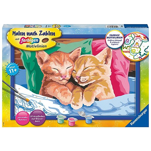 Ravensburger Malen nach Zahlen 28986 - Verschmuste Kätzchen - Kinder ab 11 Jahren