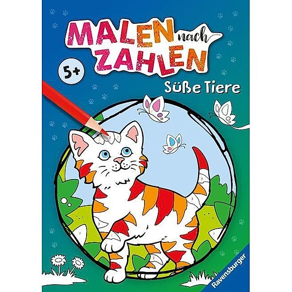 Ravensburger Malen nach Zahlen ab 5 Jahren Süsse Tiere - 48 Motive - Malheft für Kinder - Nummerierte Ausmalfelder