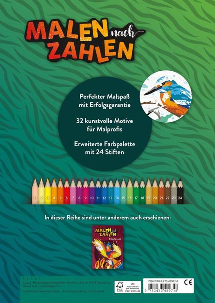 Ravensburger Malen nach Zahlen Wilde Tiere - 32 Motive abgestimmt auf  Buntstiftsets mit 24 Farben Stifte nicht enthalte Buch versandkostenfrei  bei Weltbild.de bestellen