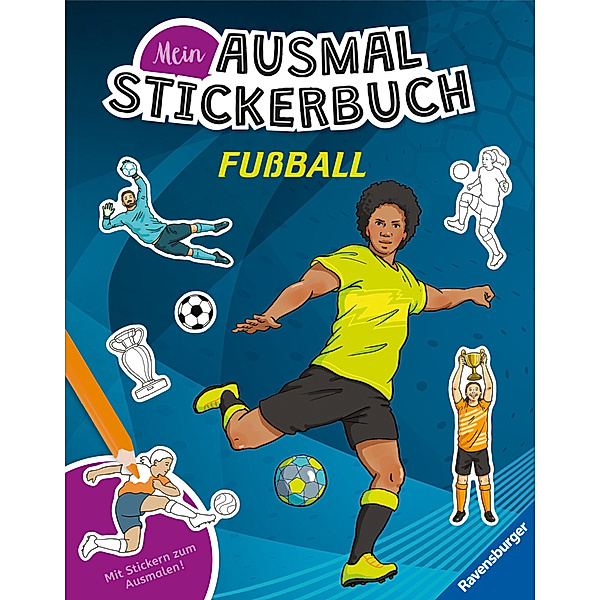 Ravensburger Mein Ausmalstickerbuch Fussball - Grosses Buch mit über 300 Stickern, viele Sticker zum Ausmalen