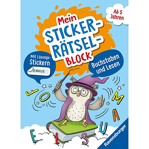 Ravensburger Mein Stickerrätselblock: Buchstaben für Kinder ab 5 Jahren - spielerisch Buchstaben und Lesen Lernen mit lustigen Übungen und Sticker-Spaß, Kirstin Jebautzke