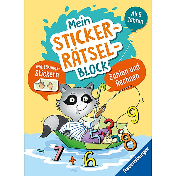 Ravensburger Mein Stickerrätselblock: Zählen und Rechnen - Rätselblock ab 5 Jahre, spielerisch Zahlen lernen, Rechnen lernen, Sticker, ab Vorschule, Kirstin Jebautzke