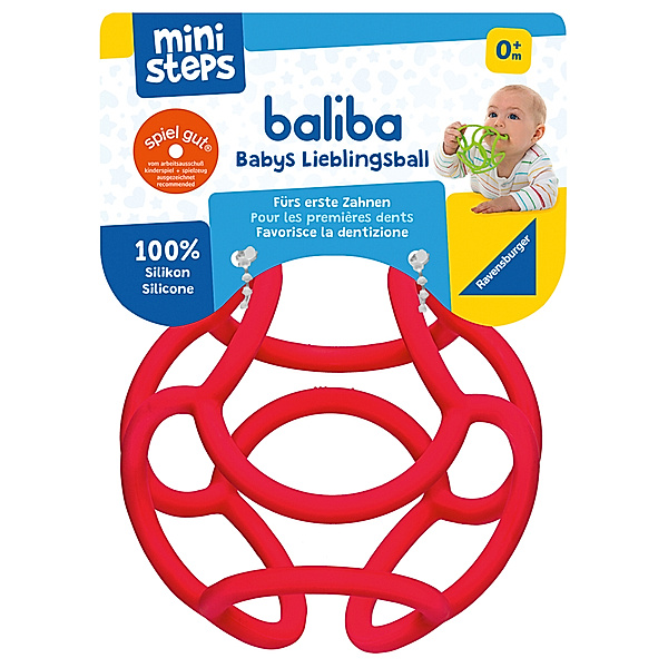 Ravensburger Verlag Ravensburger ministeps 4148 baliba - Flexibler Ball, Greifling und Beißring - Baby Spielzeug ab 0 Monate - rot