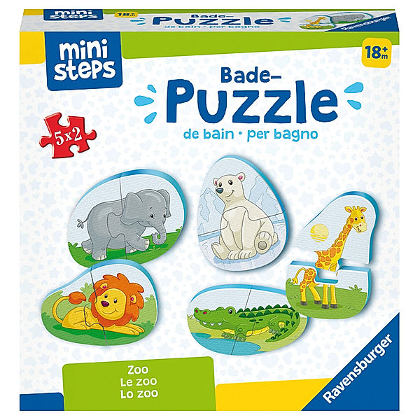 Ravensburger Verlag Ravensburger ministeps 4166 Bade-Puzzle Zoo - Badespielzeug, Spielzeug ab 18 Monate