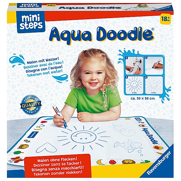 Ravensburger Verlag Ravensburger ministeps 4178 Aqua Doodle - Erstes Malen für Kinder ab 18 Monate, Malset für fleckenfreien Malspaß mit Wasser, inklusive Matte und Stift