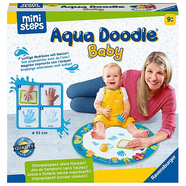 Ravensburger ministeps 4181 Aqua Doodle Baby - Fleckenfreies Stempeln mit Wasser - Erstes Stempelset für Babys ab 9 Monaten - Mit magischer Stoffmatte