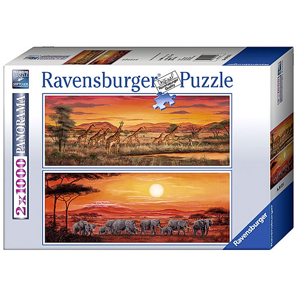 Ravensburger Panoramapuzzle Afrika, 2 x 1.000 Teile