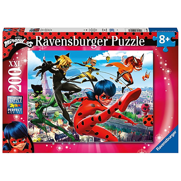 Ravensburger Verlag Ravensburger Puzzle 12998 - Superhelden-Power - 200 Teile XXL Miraculous Puzzle für Kinder ab 8 Jahren