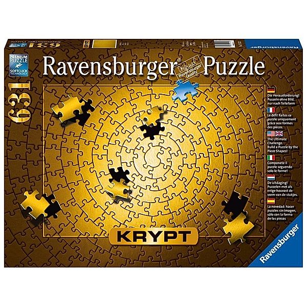 Ravensburger Verlag Ravensburger Puzzle 15152 - Krypt Puzzle Gold - Schweres Puzzle für Erwachsene und Kinder ab 14 Jahren, mit 631 Teilen