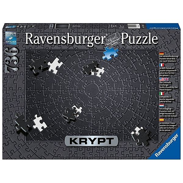 Ravensburger Verlag Ravensburger Puzzle 15260 - Krypt Puzzle Schwarz - Schweres Puzzle für Erwachsene und Kinder ab 14 Jahren, mit 736 Teilen