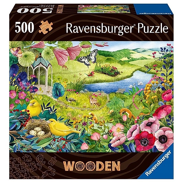 Ravensburger Verlag Ravensburger Puzzle 17513 - Wilder Garten - 500 Teile Holzpuzzle mit stabilen, individuellen Puzzleteilen und 40 kleinen Holzfiguren (Whimsies), für Kinder und Erwachsene ab 14 Jahren
